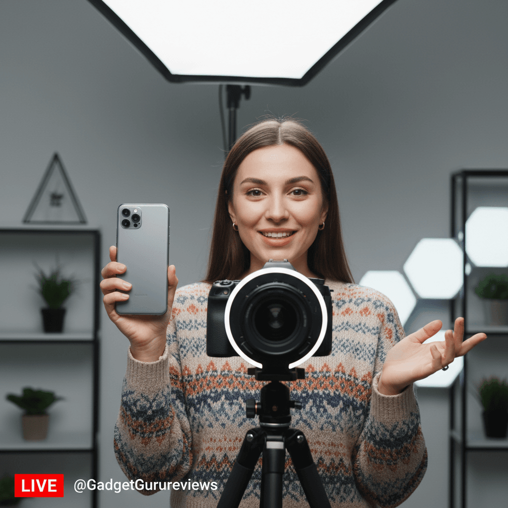 Influencer creator filming a product review video for a brand campaign on social media