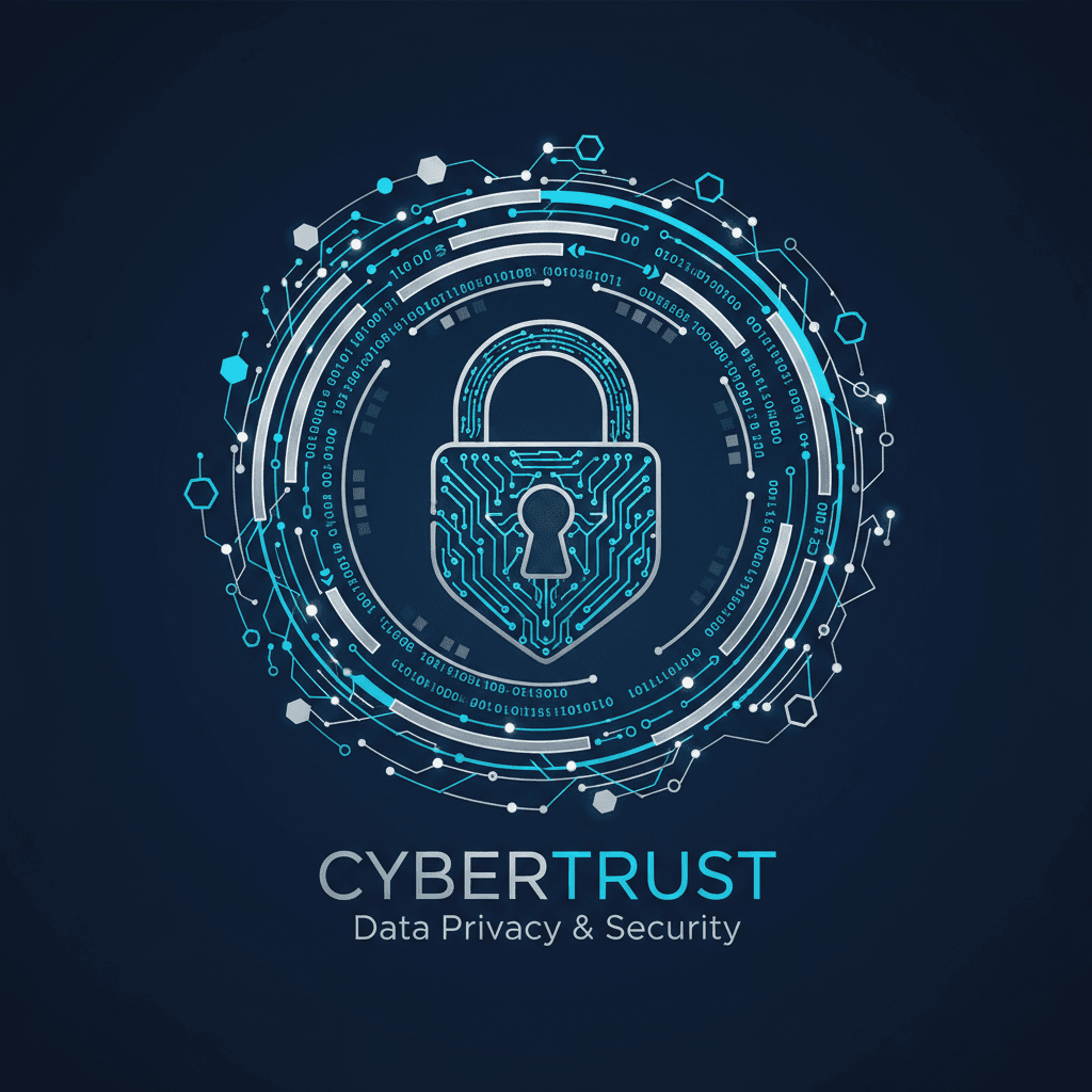 Digital privacy and data security concept with lock icon and encrypted data streams
